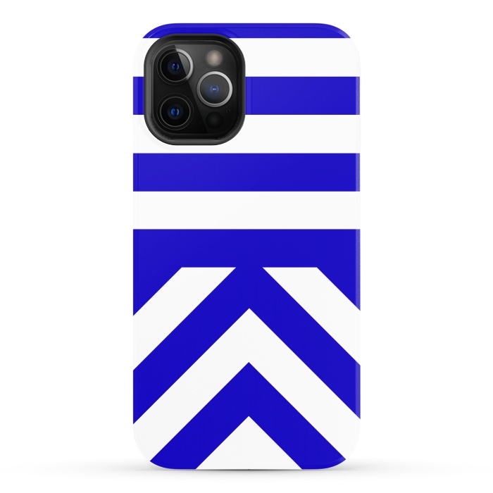 iPhone 12 Pro StrongFit Blue Stripes by Caitlin Workman