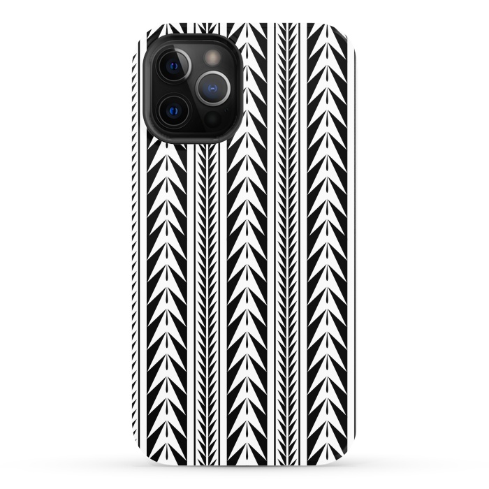 iPhone 12 Pro StrongFit Edgy Black Stripes by Caitlin Workman