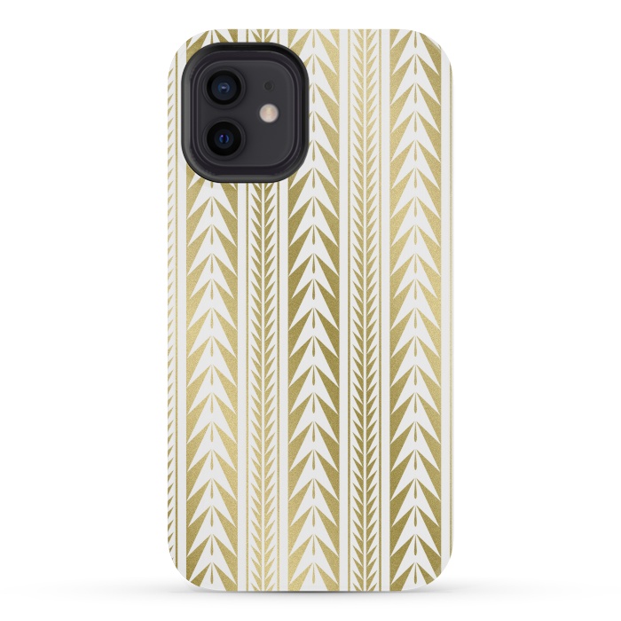 iPhone 12 mini StrongFit Edgy Gold Stripes by Caitlin Workman