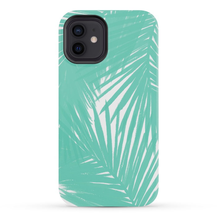 iPhone 12 mini StrongFit Palms Teal by Caitlin Workman