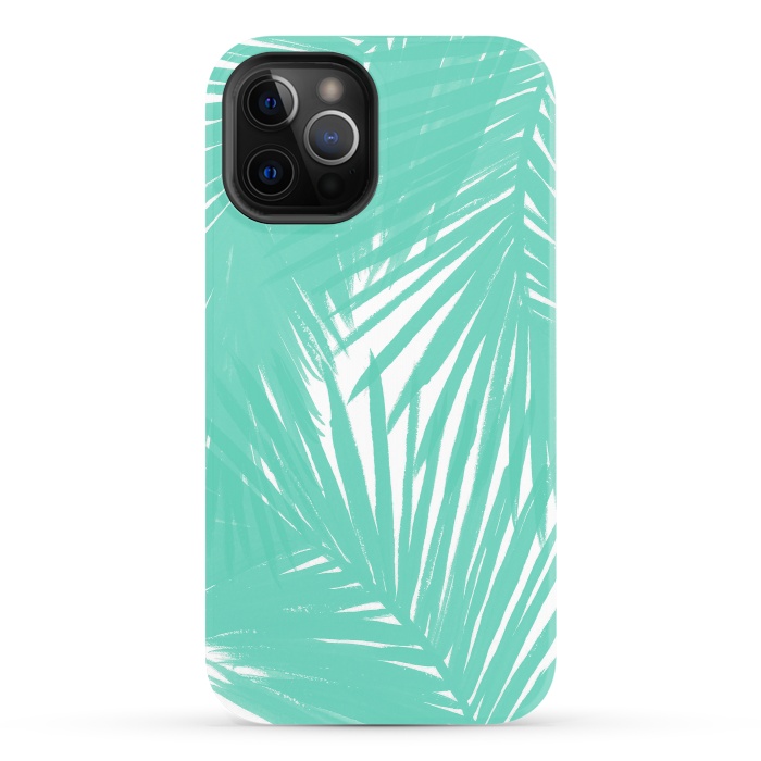 iPhone 12 Pro StrongFit Palms Teal by Caitlin Workman
