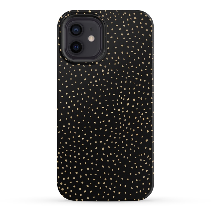 iPhone 12 mini StrongFit Dotted Gold and Black by Caitlin Workman