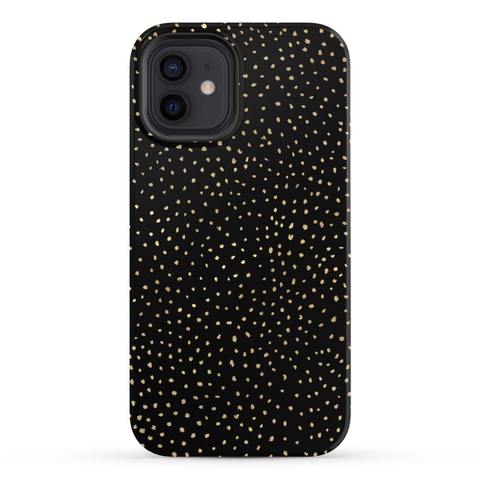 iPhone 12 StrongFit Dotted Gold and Black by Caitlin Workman