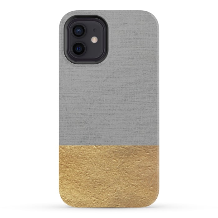 iPhone 12 mini StrongFit Color Blocked Gold and Grey by Caitlin Workman