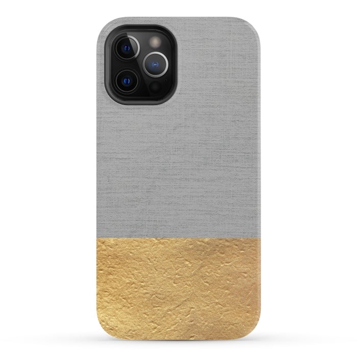 iPhone 12 Pro StrongFit Color Blocked Gold and Grey by Caitlin Workman