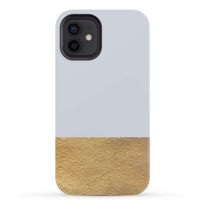 iPhone 12 mini StrongFit Color Block Light Blue and Gold by Caitlin Workman