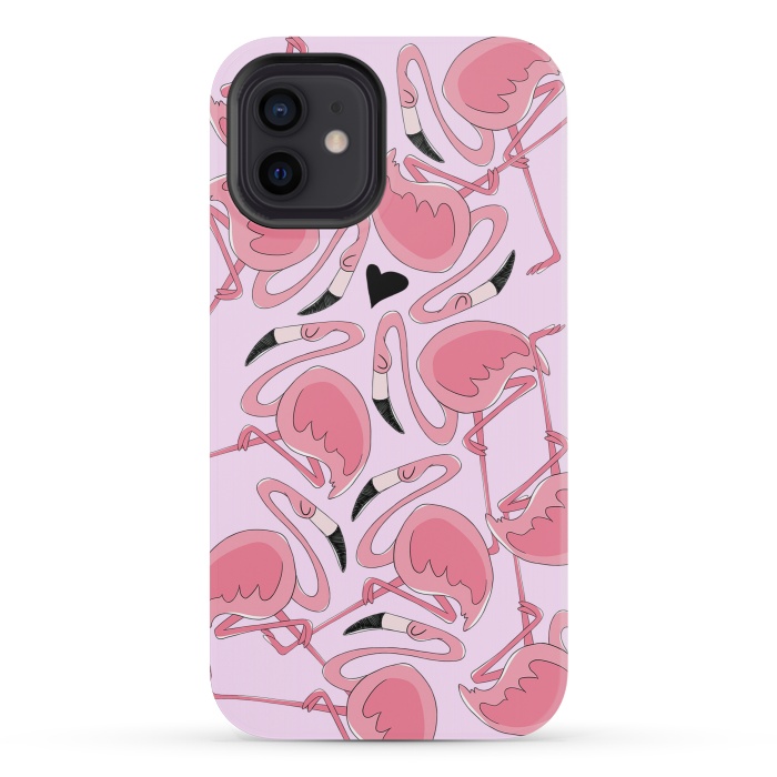 iPhone 12 mini StrongFit Flamingo Love by Alice De Marco