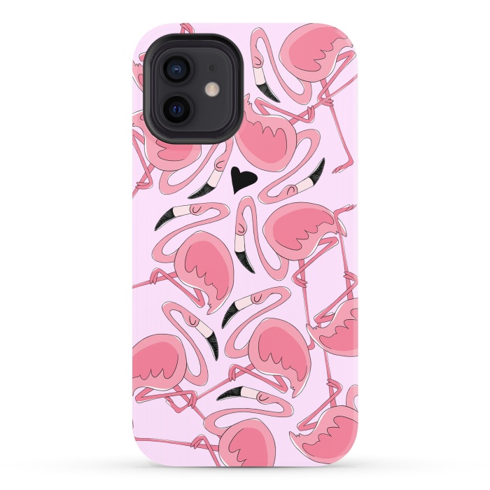 iPhone 12 StrongFit Flamingo Love by Alice De Marco