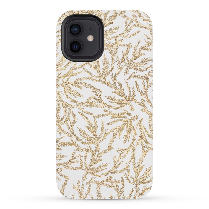iPhone 12 mini StrongFit Gold Ferns by Caitlin Workman