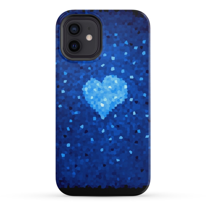 iPhone 12 mini StrongFit Winter Blue Crystal Heart by Boriana Giormova