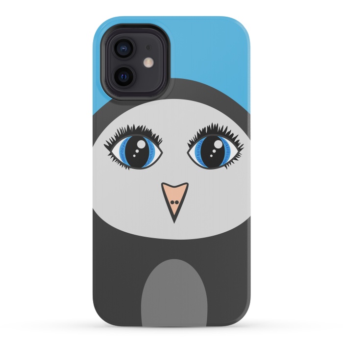 iPhone 12 mini StrongFit Cute Cartoon Geometric Penguin Face by Boriana Giormova