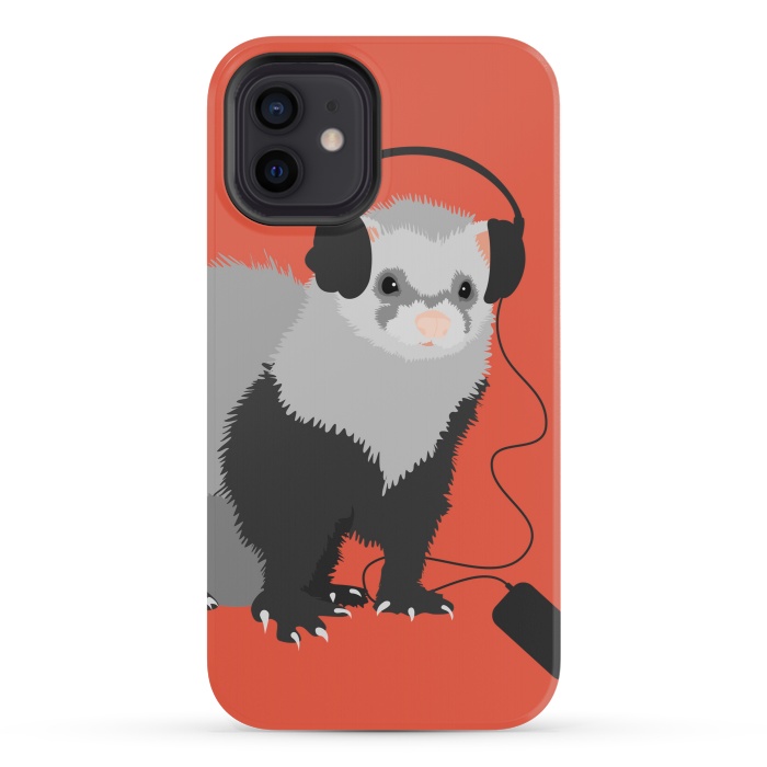 iPhone 12 mini StrongFit Funny Music Lover Ferret by Boriana Giormova