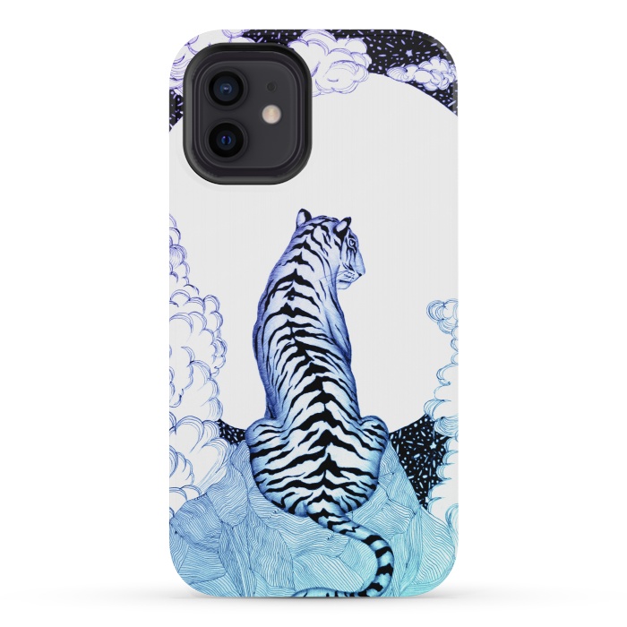 iPhone 12 mini StrongFit Ombre Tiger Moon by ECMazur 