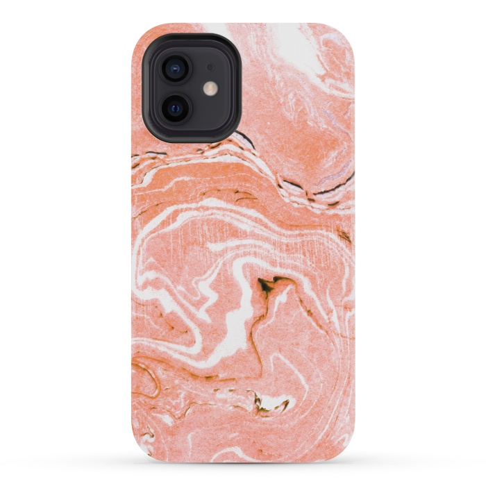 iPhone 12 mini StrongFit Coral Blush Marble by Uma Prabhakar Gokhale