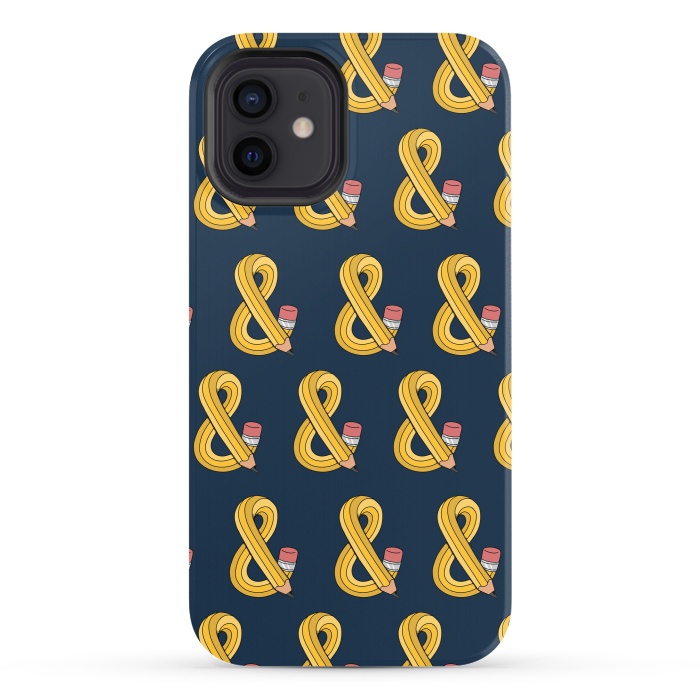 iPhone 12 StrongFit Ampersand pencil pattern by Coffee Man