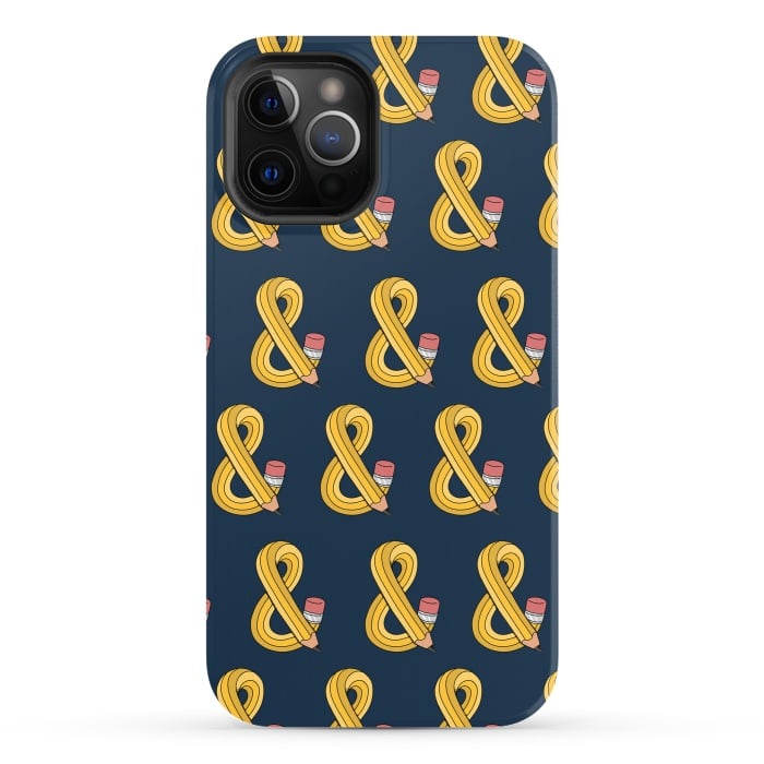 iPhone 12 Pro StrongFit Ampersand pencil pattern by Coffee Man