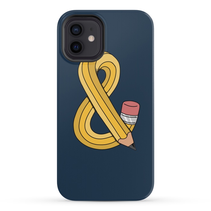 iPhone 12 mini StrongFit Ampersand pencil blue by Coffee Man