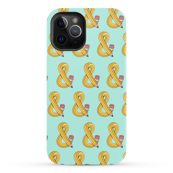 iPhone 12 Pro StrongFit Ampersand Pencil Pattern Green by Coffee Man