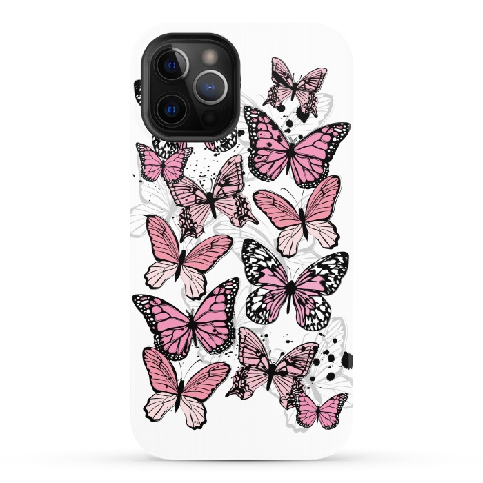 iPhone 12 Pro StrongFit Stylish Pink Butterflies by Martina