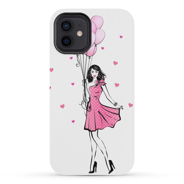 iPhone 12 mini StrongFit Girl with balloons by Martina