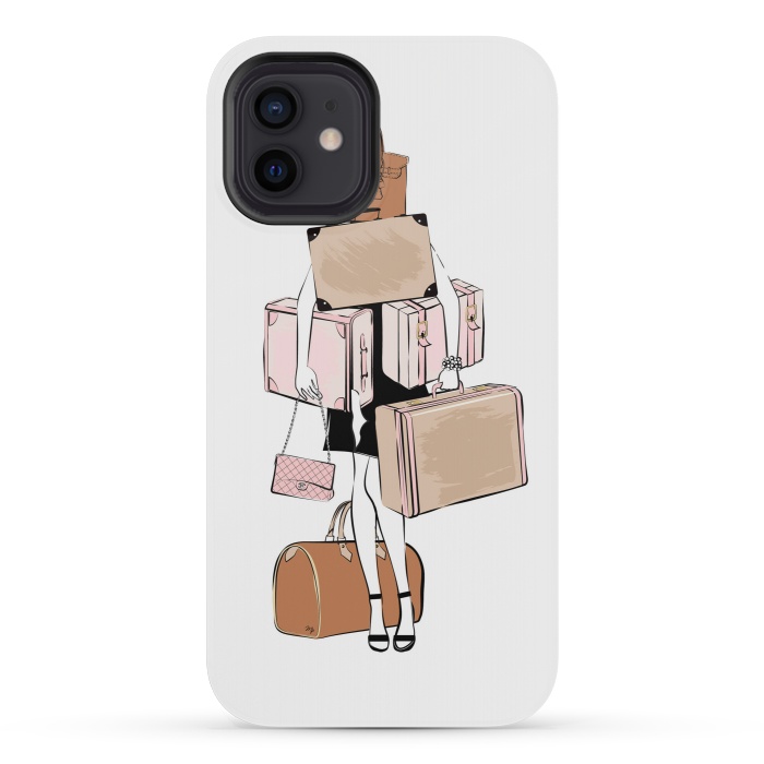 iPhone 12 mini StrongFit Woman with luggage by Martina