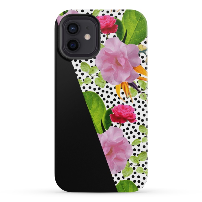 iPhone 12 mini StrongFit Dark Floral Polka by Zala Farah