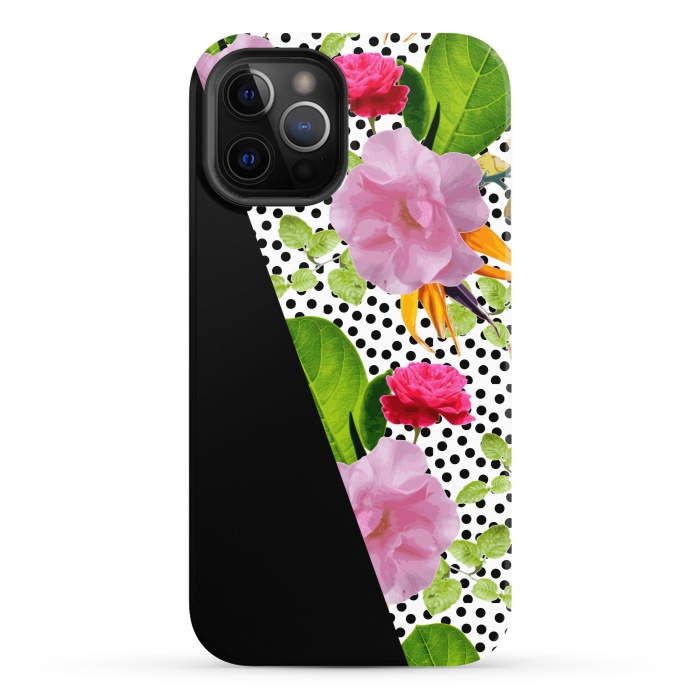 iPhone 12 Pro StrongFit Dark Floral Polka by Zala Farah