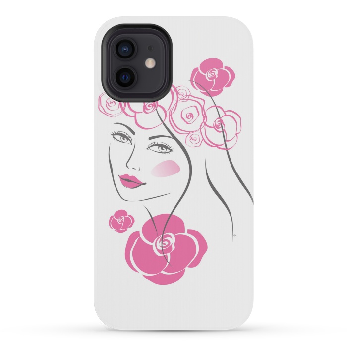 iPhone 12 mini StrongFit Pink Rose Lady by Martina