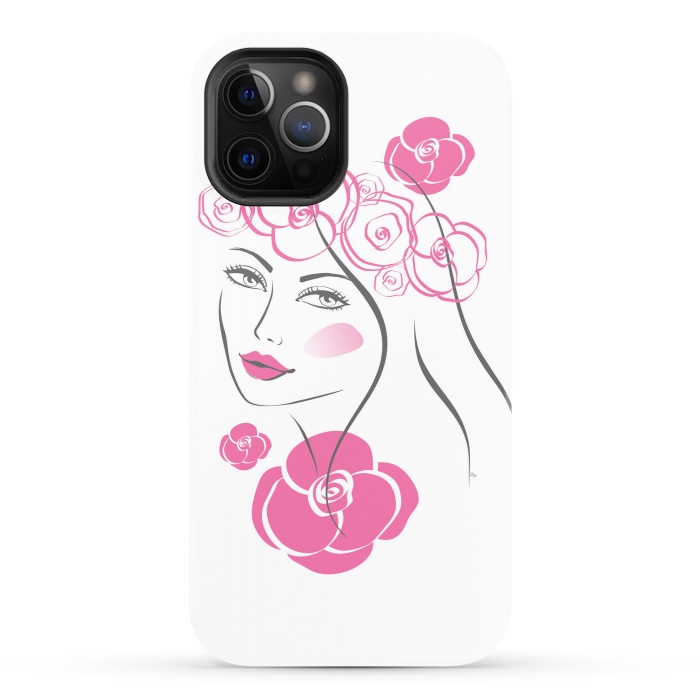 iPhone 12 Pro StrongFit Pink Rose Lady by Martina