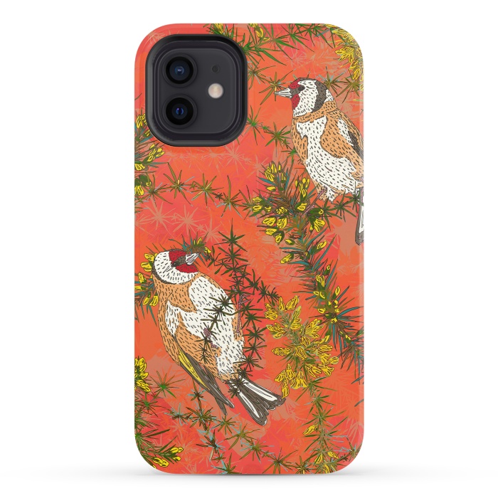 iPhone 12 StrongFit Goldfinches in Gorse by Lotti Brown