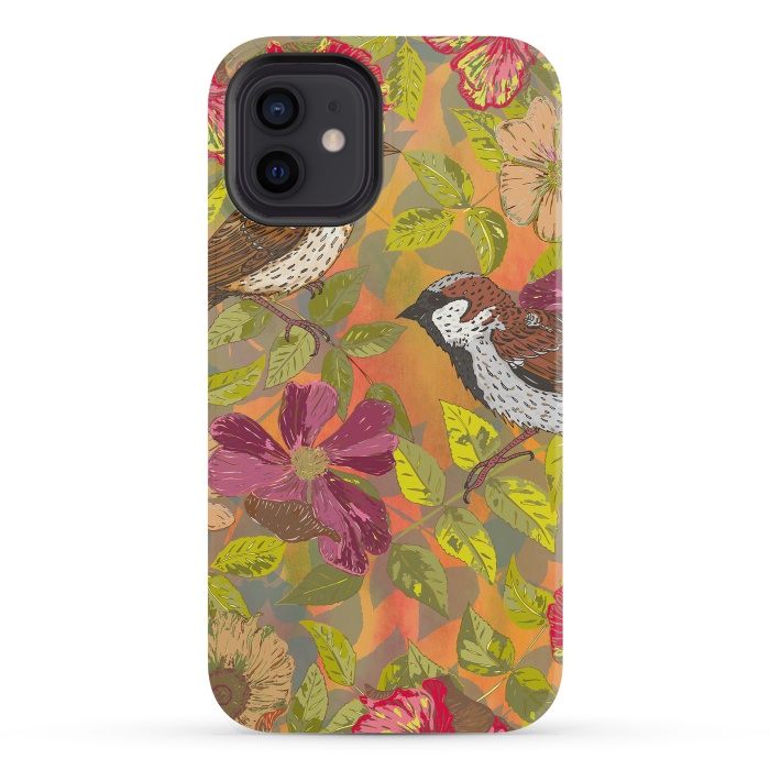 iPhone 12 mini StrongFit Sparrow and Wild Rose by Lotti Brown