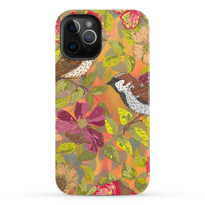 iPhone 12 Pro StrongFit Sparrow and Wild Rose by Lotti Brown