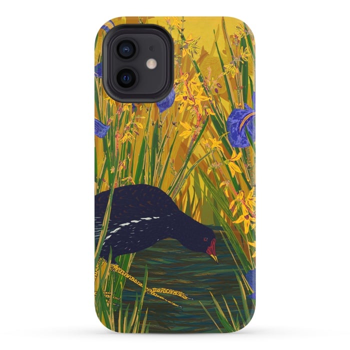 iPhone 12 StrongFit Moorhen and Iris by Lotti Brown