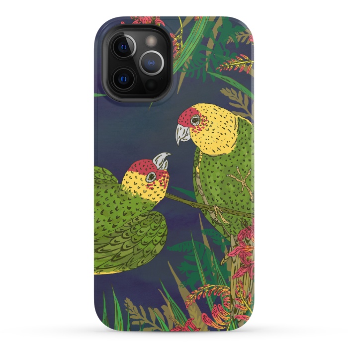 iPhone 12 Pro StrongFit Parakeets in Paradise by Lotti Brown