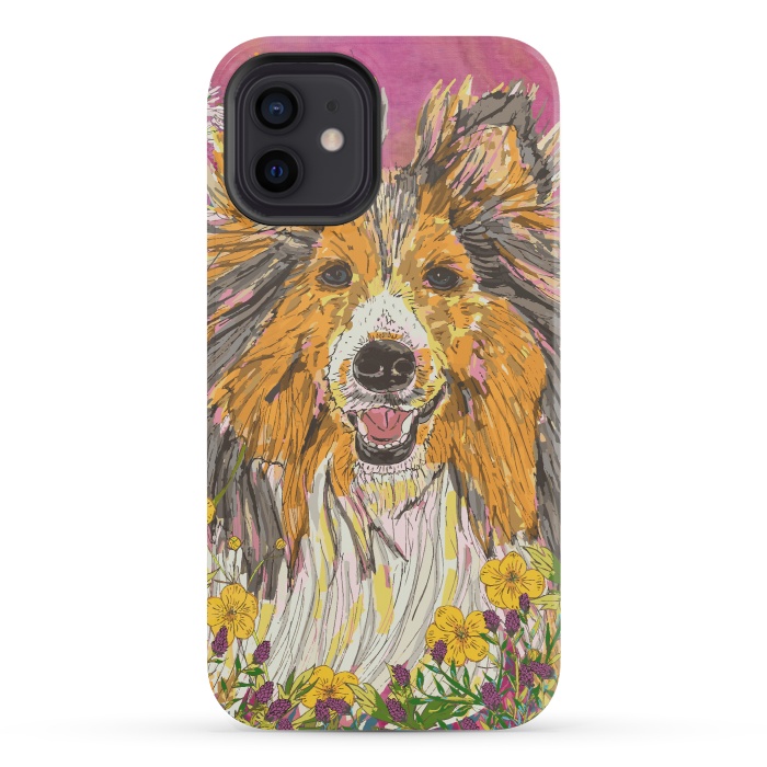iPhone 12 mini StrongFit Shetland Sheepdog (Sheltie) by Lotti Brown