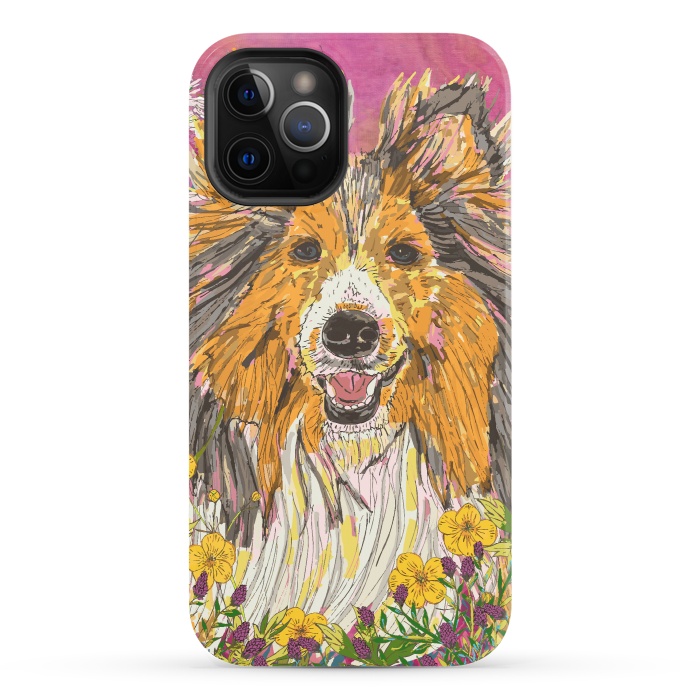 iPhone 12 Pro StrongFit Shetland Sheepdog (Sheltie) by Lotti Brown