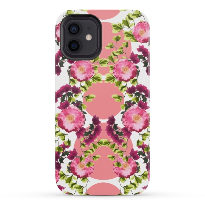 iPhone 12 mini StrongFit Symmetrical Pink Floral Print by Zala Farah