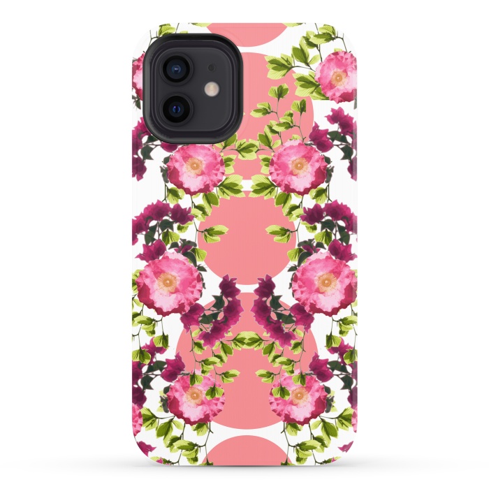 iPhone 12 StrongFit Symmetrical Pink Floral Print by Zala Farah
