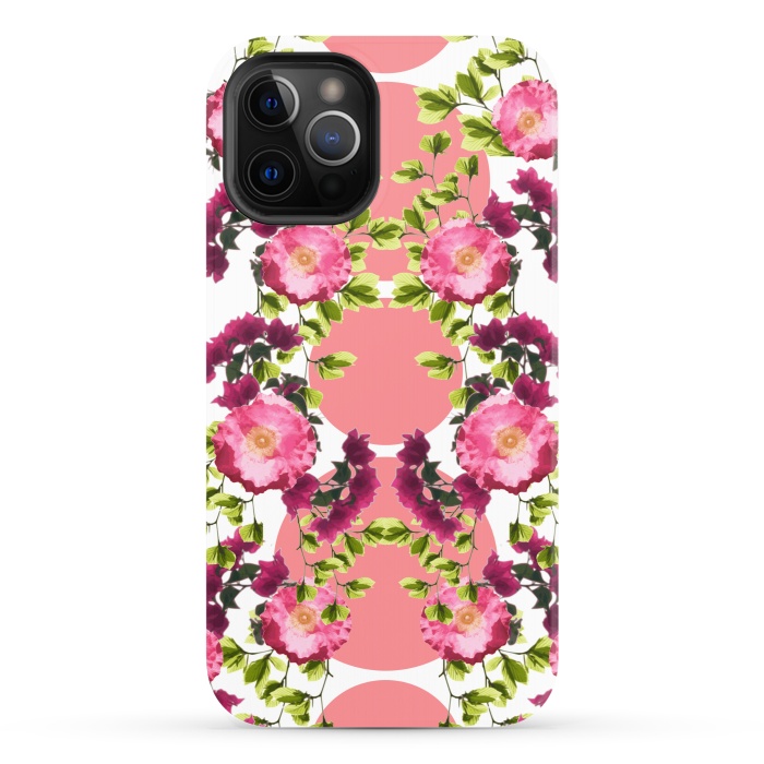 iPhone 12 Pro StrongFit Symmetrical Pink Floral Print by Zala Farah