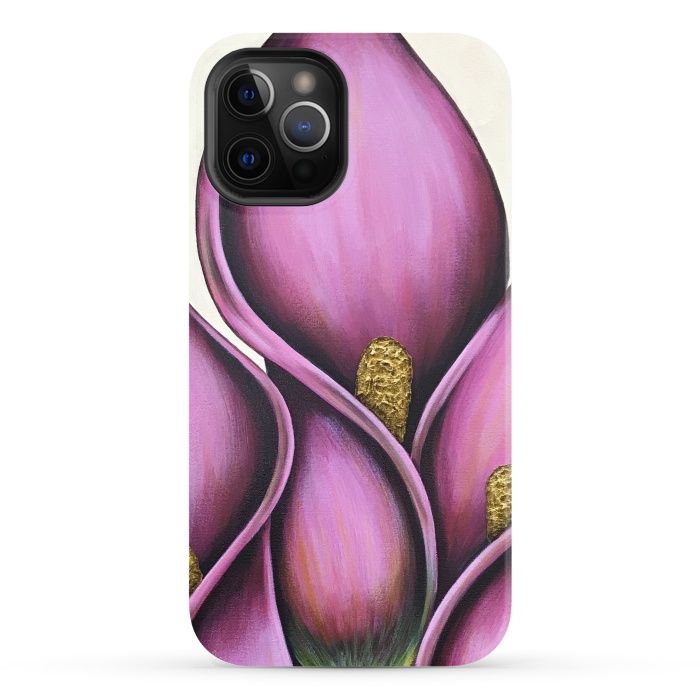 iPhone 12 Pro StrongFit Pink Calla Lilies by Denise Cassidy Wood