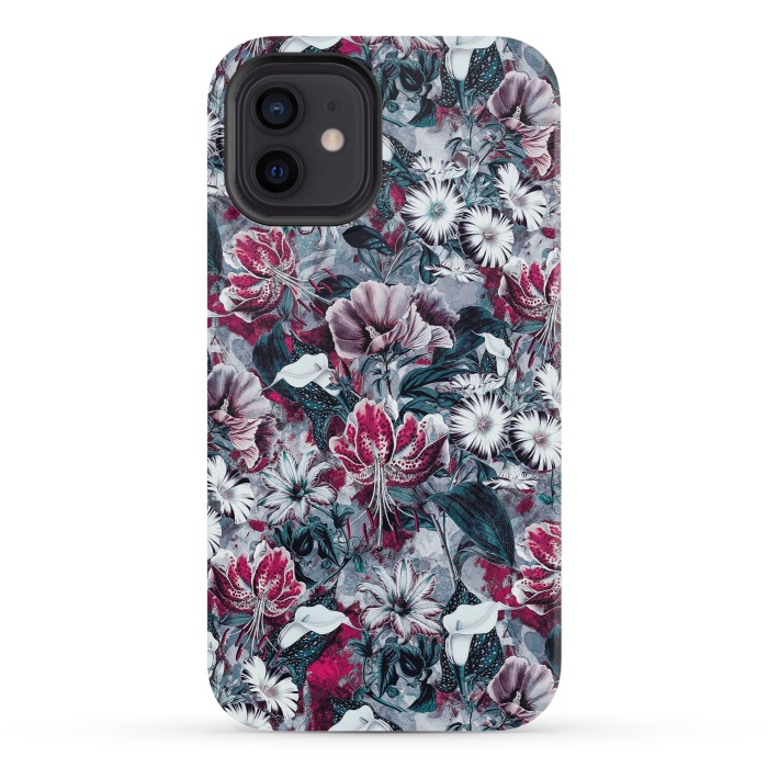 iPhone 12 mini StrongFit Floral Blue by Riza Peker