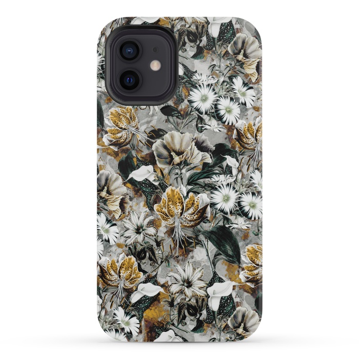 iPhone 12 mini StrongFit Floral Gold by Riza Peker