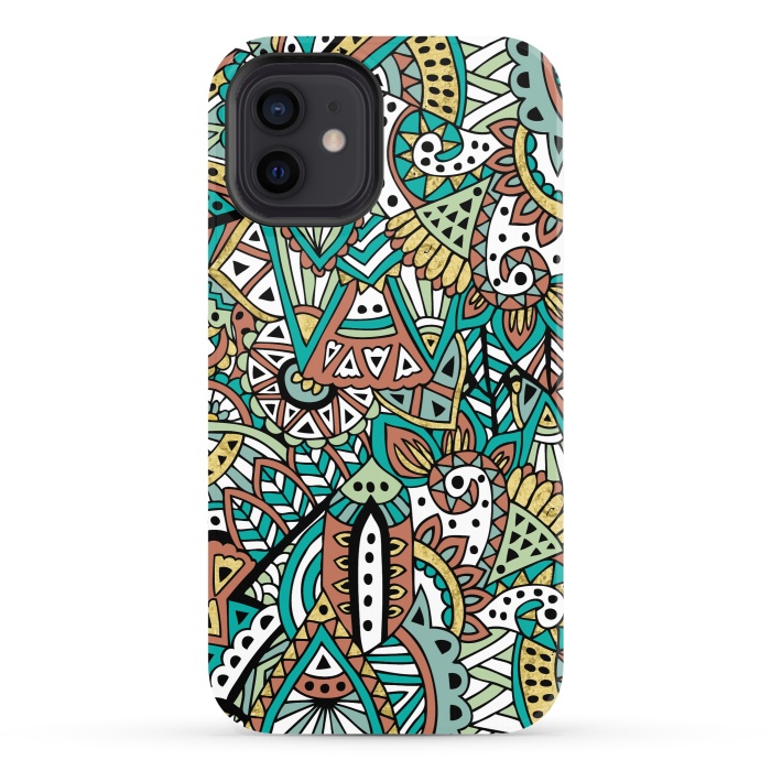 iPhone 12 StrongFit African Botanicals by Pom Graphic Design