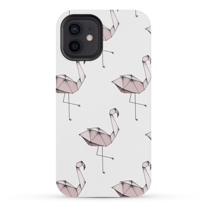 iPhone 12 mini StrongFit Flamingos by Barlena