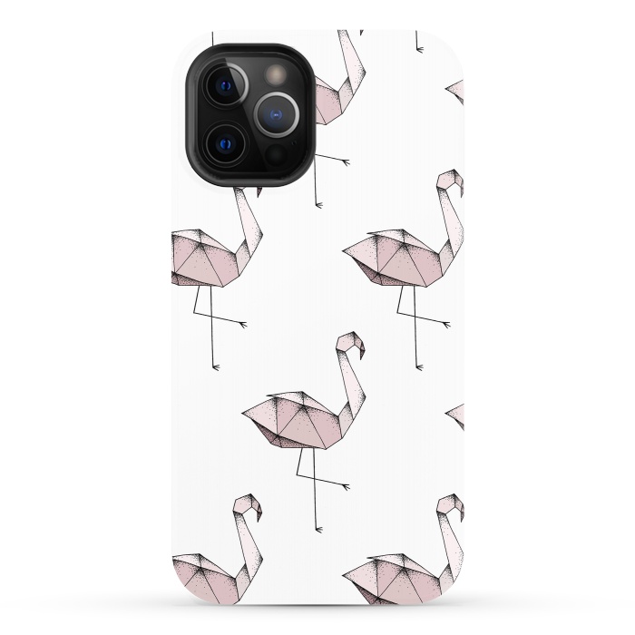iPhone 12 Pro StrongFit Flamingos by Barlena