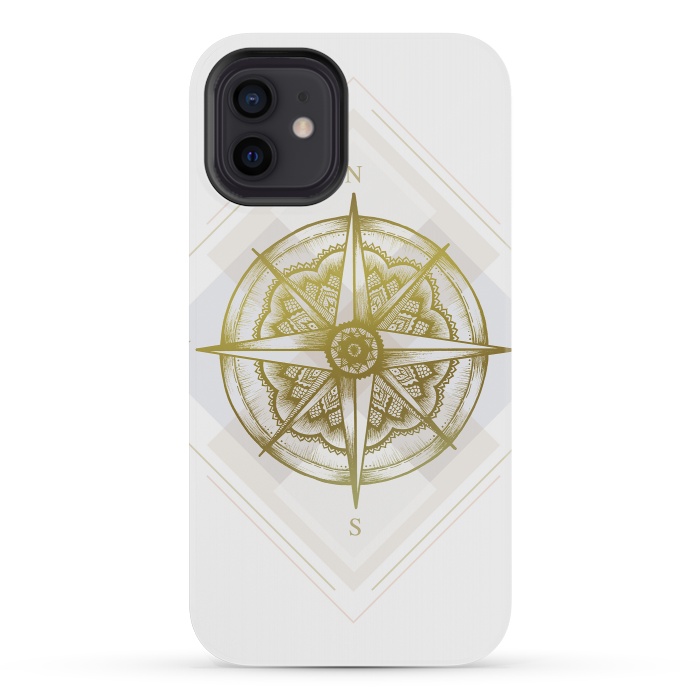 iPhone 12 mini StrongFit Golden Compass by Barlena