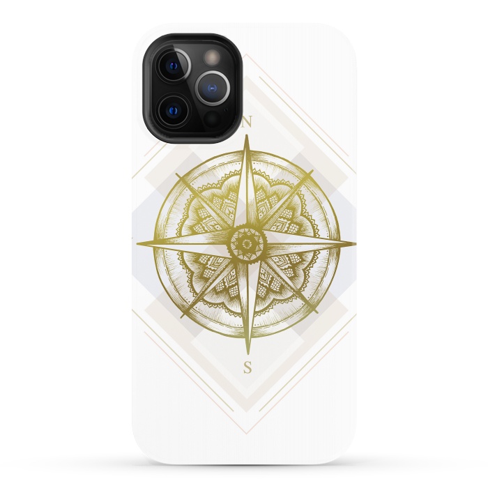 iPhone 12 Pro StrongFit Golden Compass by Barlena