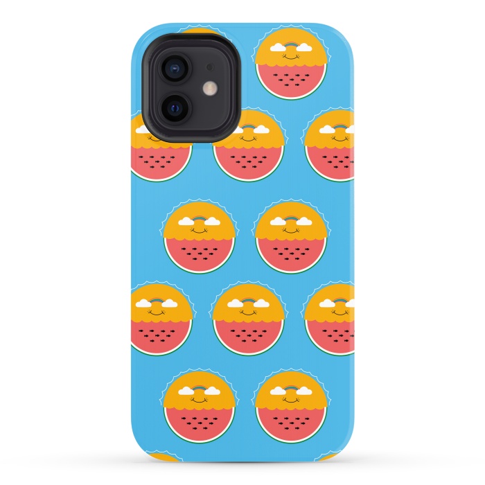 iPhone 12 StrongFit Sun and Watermelon pattern by Coffee Man