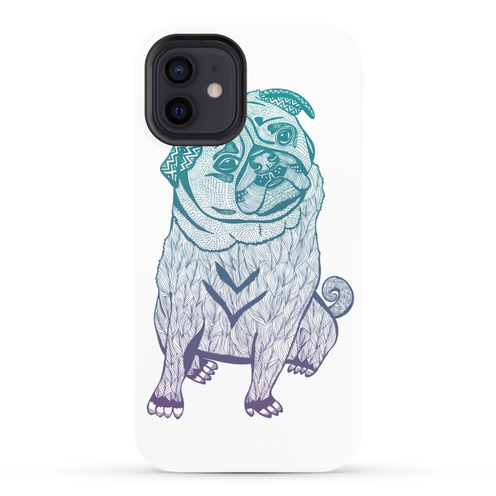 iPhone 12 StrongFit Duotone pug by Pom Graphic Design