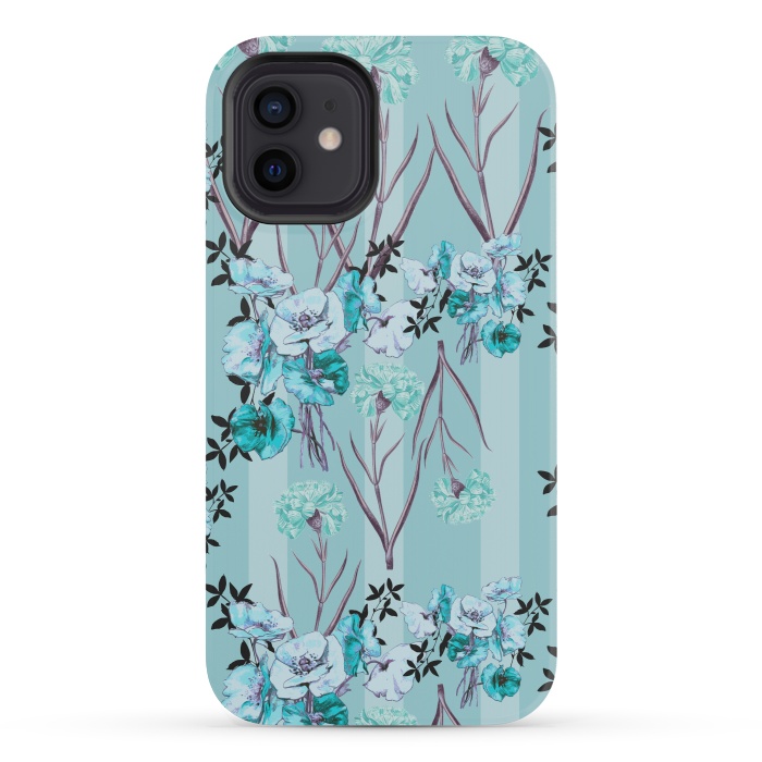 iPhone 12 mini StrongFit Floral Love X (Blue) by Zala Farah